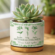 Gift For Mother, Mom - Daughters (Adult), Mom - Daughters (Young), Mom - Sons, Mom - Children, Love - Mother & Daughters Forever Linked Together - Personalized Ceramic Plant Pot