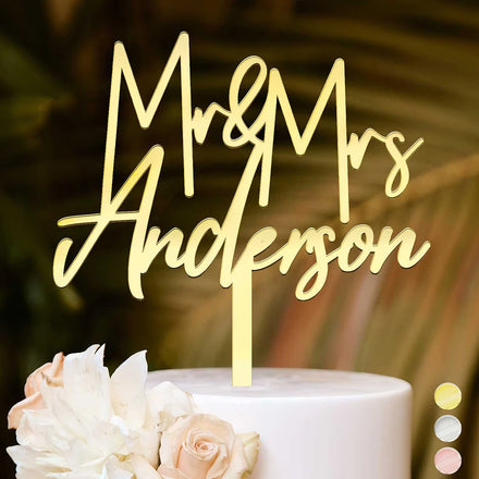 Mr & Mrs Wedding, Anniversary Gift - Personalized Cake Topper