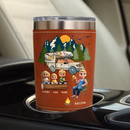 Gift For Men, Gift For Father, Dad's Hobby, Camping, Dad - Daughters (Young), Dad - Sons, Dad - Children, Happy - My Favorite Camping Buddies - Personalized Leather Tumbler