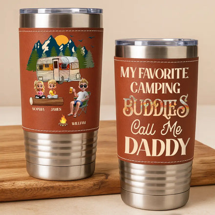 My Favorite Camping Buddies - Personalized Leather Tumbler