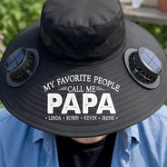 Gift For Grandpa,Gift For Father,Gardening,Happy - My Favorite People Call Me Papa - Personalized Solar Fan Hat