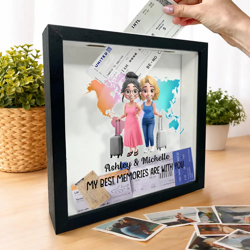 Old Couples,Gift For Husband,Gift For Wife,Gift For Boyfriend,Gift For Girlfriend,Travel,Happy - My Best Memories Are With You - Personalized Ticket Memory Box