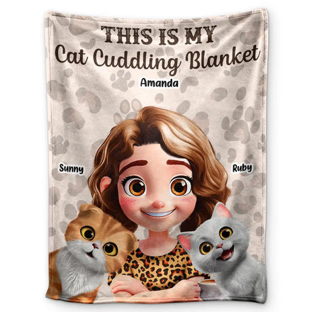 My Cat Dog Cuddling Blanket Peeking 3D Effect - Personalized Fleece Blanket, Sherpa Blanket