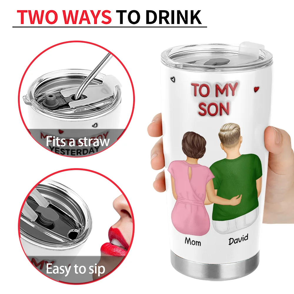Mom - Daughters (Adult), Mom - Daughters (Young), Mom - Sons, Love, Top Market - My Daughter Son Forever 3D Inflated Effect - Personalized Tumbler
