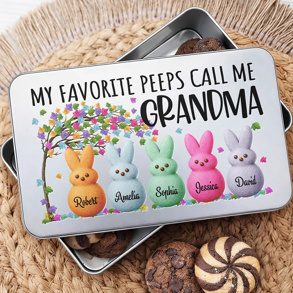My Favorite Peeps Call Me Grandma - Personalized Metal Biscuit Tin