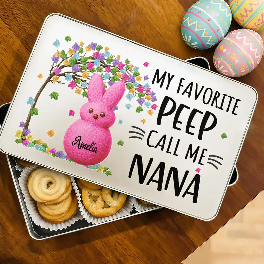 Funny,Gift For Mother,Gift For Grandma,Gift For Wife - My Favorite Peeps Call Me Grandma - Personalized Metal Biscuit Tin