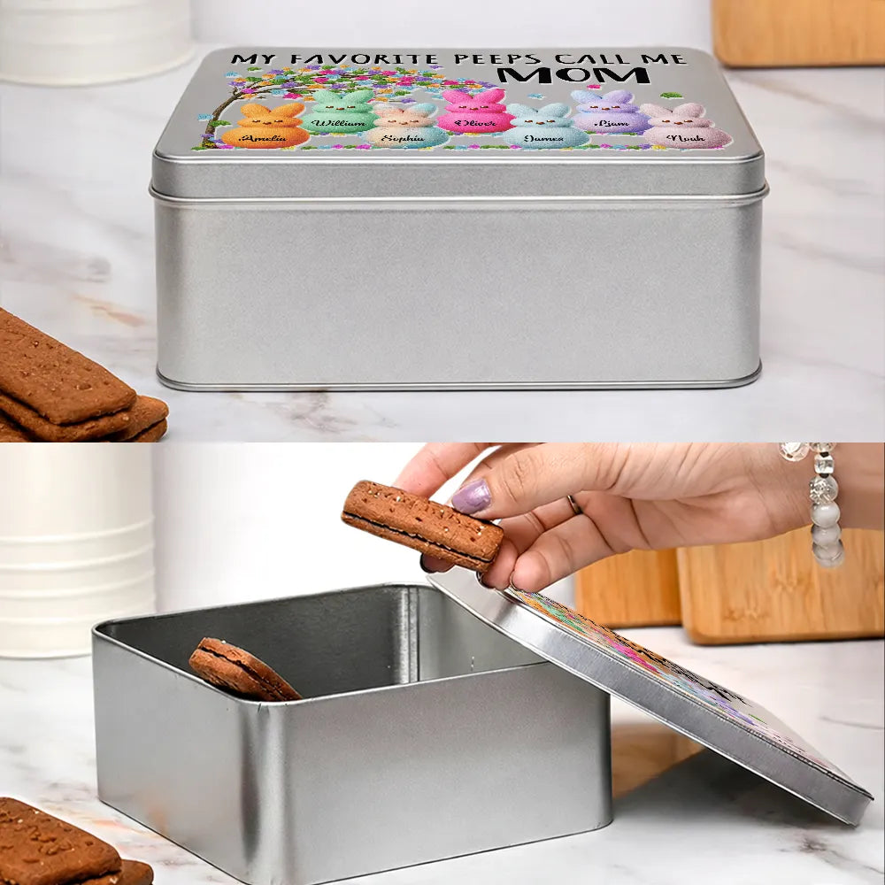 Funny,Gift For Mother,Gift For Grandma,Gift For Wife - My Favorite Peeps Call Me Grandma - Personalized Metal Biscuit Tin