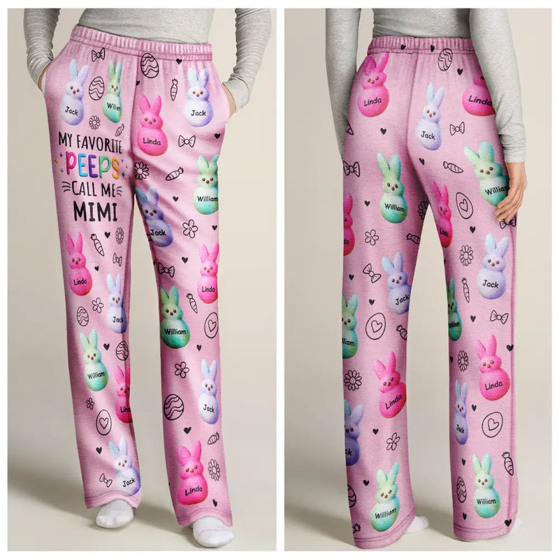 Easter,Gift For Mother,Gift For Grandma,Happy - My Favorite Peeps Call Me Grandma - Personalized Pajama Pants