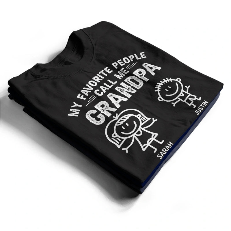 Gift For Grandpa,Gift For Grandparents,Gift For Father,Happ - My Favorite People Call Me Papa Kid Stick Figures - Personalized T Shirt