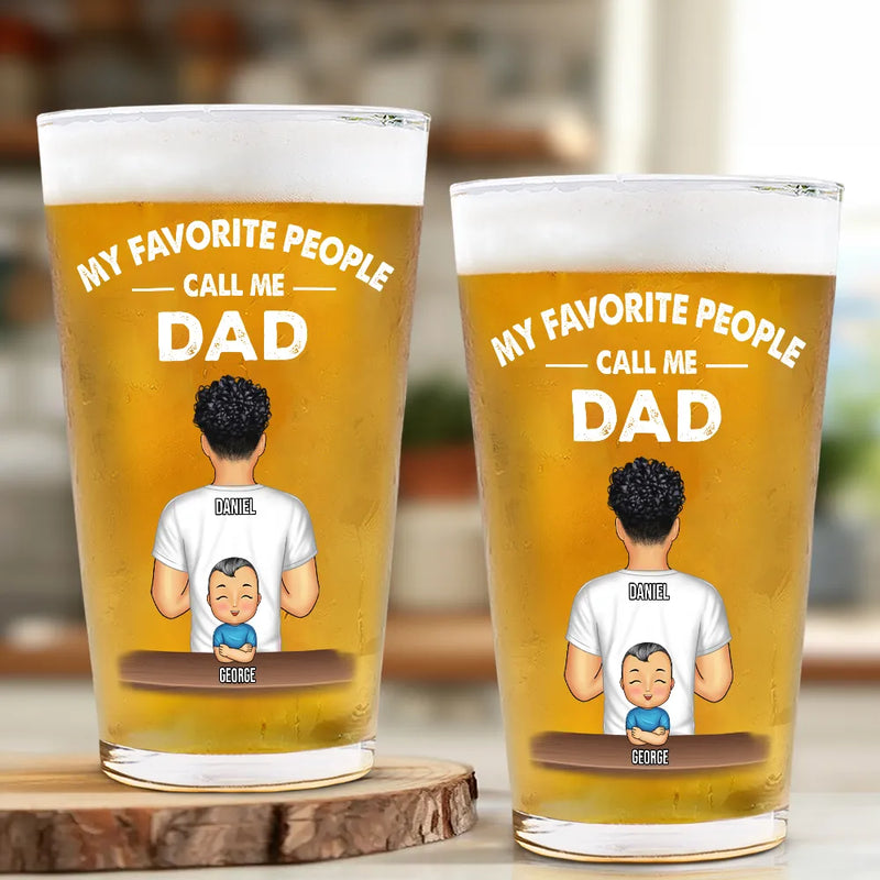 Gift For Grandpa,Grandpa - Grandkids,Non-Eng,Vector,Confident - My Favorite People Call Me Pop Pop Grandpa Dad - Personalized Beer Glass