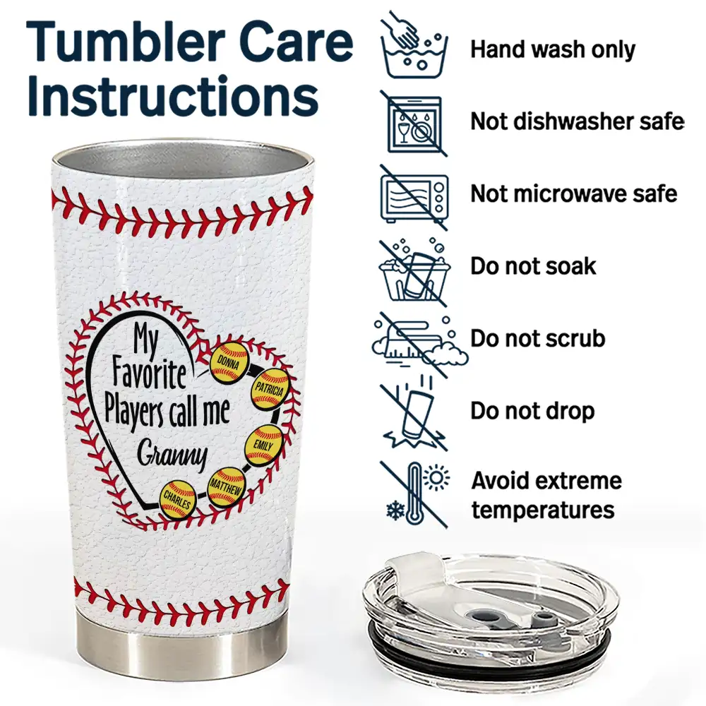 Gift For Grandma, Gift For Mother, Love, Happy - My Favorite Players Call Me Grandma Mom - Personalized Tumbler