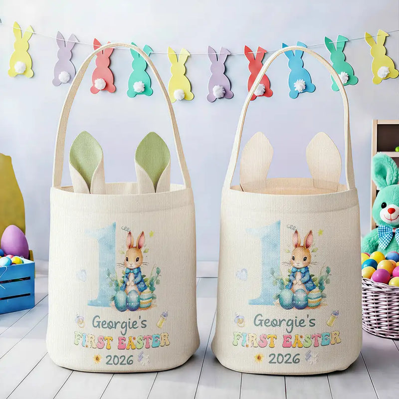 Easter,New baby,Dad - Sons,Gift For Son,Mom - Sons,Gift For Daughter,Dad - Daughters (Young),Mom - Daughters (Young),Gift For Kids,Gift For Grandkids,Happy - My First Easter - Personalized Bunny Ears Bucket Bag