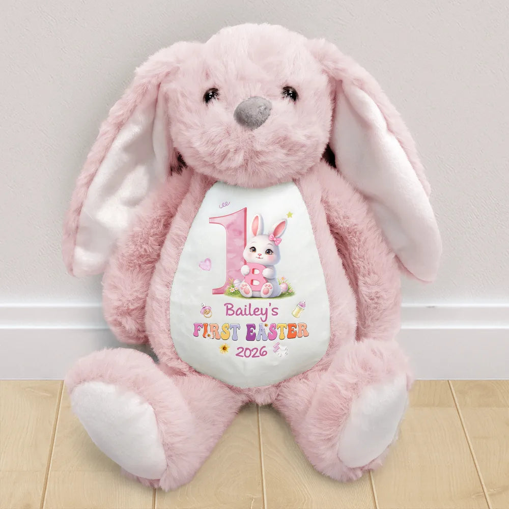 Easter,New baby,Dad,Sons,Gift For Son,Mom,Gift For Daughter,Daughters (Young),Gift For Kids,Gift For Grandkids,Happy - My First Easter Monogram - Personalized Soft Toy Bunny