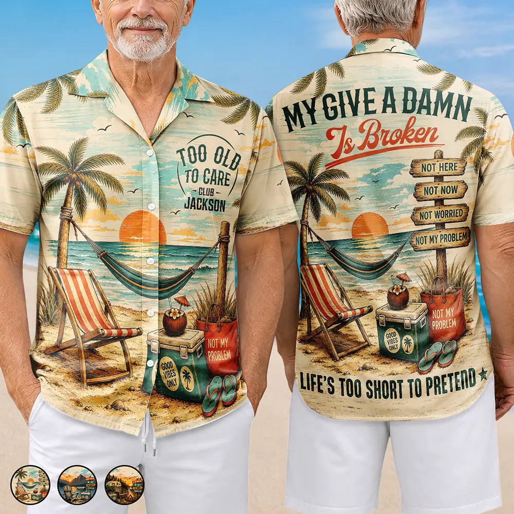 Top Market,Humorous,Gift For Yourself,Summer,Retirement,Custom Text - My Give A Damn Is Broken - Personalized Hawaiian Shirt