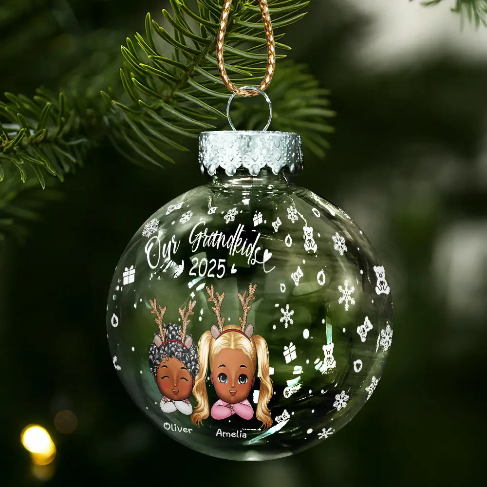 Gift For Grandparents, Parents, Christmas, Happy - My Grandkids - Personalized Ball Ornament