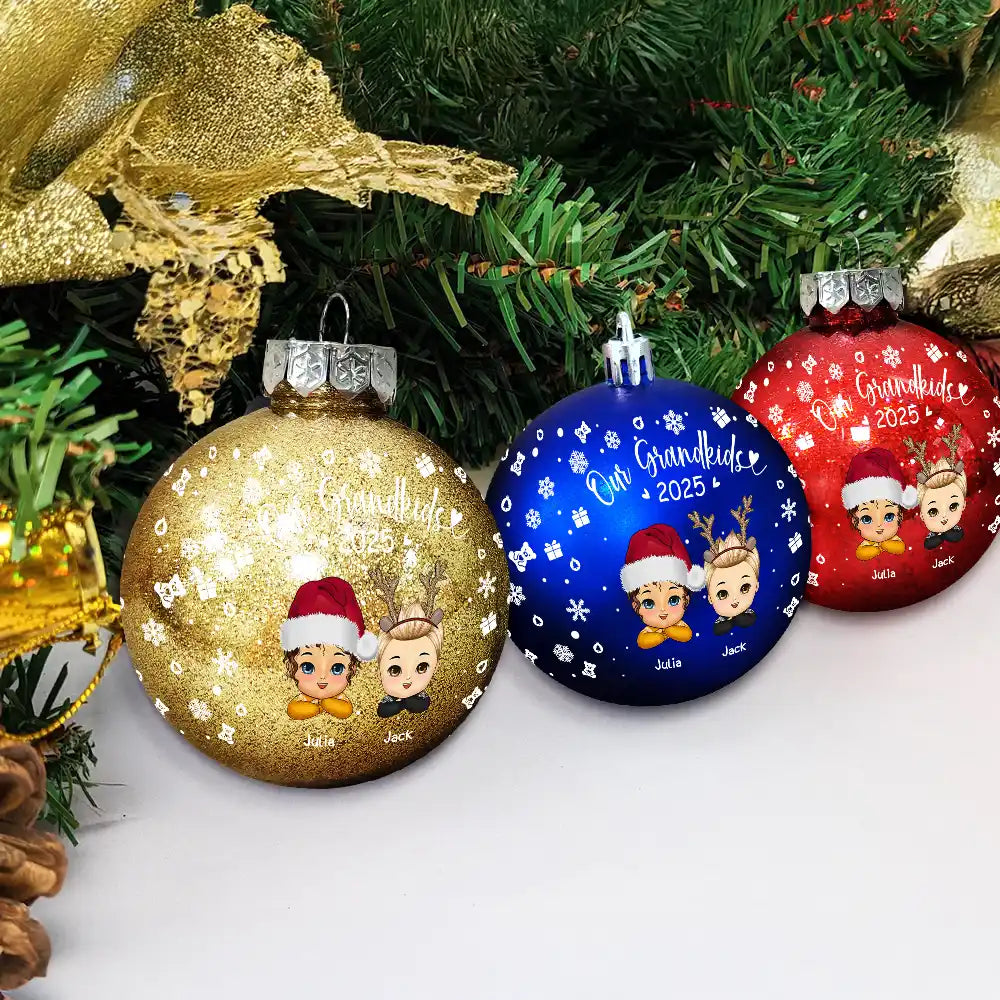 Gift For Grandparents, Parents, Christmas, Happy - My Grandkids - Personalized Ball Ornament