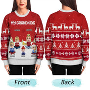 Gift For Grandma,Gift For Grandpa,Grandma,Grandkids,Grandpa,Happy,Christmas - My Grandkids - Personalized Unisex Ugly Sweater