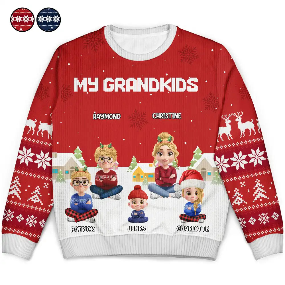 Gift For Grandma,Gift For Grandpa,Grandma,Grandkids,Grandpa,Happy,Christmas - My Grandkids - Personalized Unisex Ugly Sweater