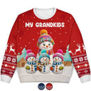 Gift For Grandpa,Gift For Women,Christmas,Top Market,Happy,Gift For Grandma,Gift For Grandparents - My Grandkids Snowman 3D Effect - Personalized Unisex Ugly Sweater
