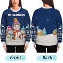 Gift For Grandpa,Gift For Women,Christmas,Top Market,Happy,Gift For Grandma,Gift For Grandparents - My Grandkids Snowman 3D Effect - Personalized Unisex Ugly Sweater