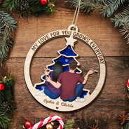 Christmas,Old Couples,Gift For Couples,Gift For Husband,Gift For Wife,Gift For Boyfriend,Gift For Girlfriend,Happy - My Love For You Grows Everyday - Personalized 2-Layered Wooden Ornament