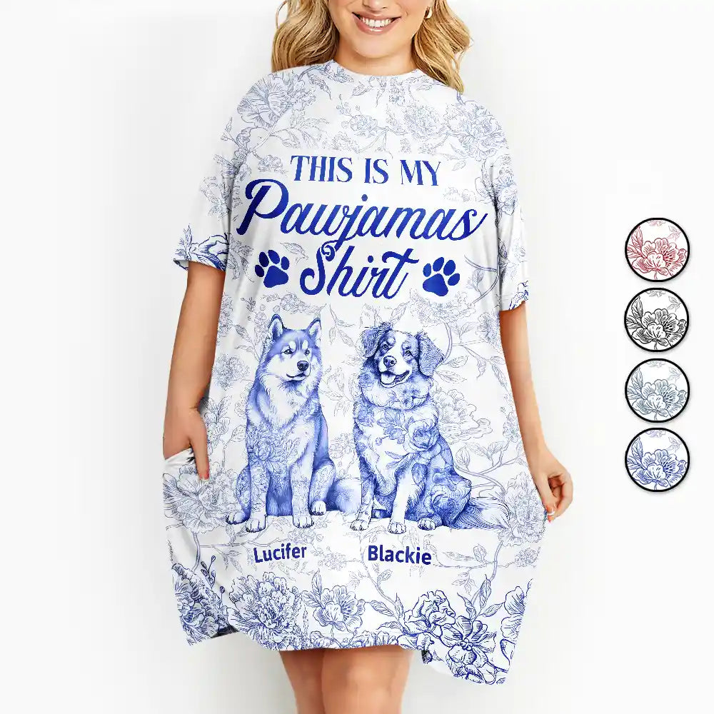 My Pawjamas Shirt Chinoiserie Toile Dog - Personalized Women's Sleep Tee