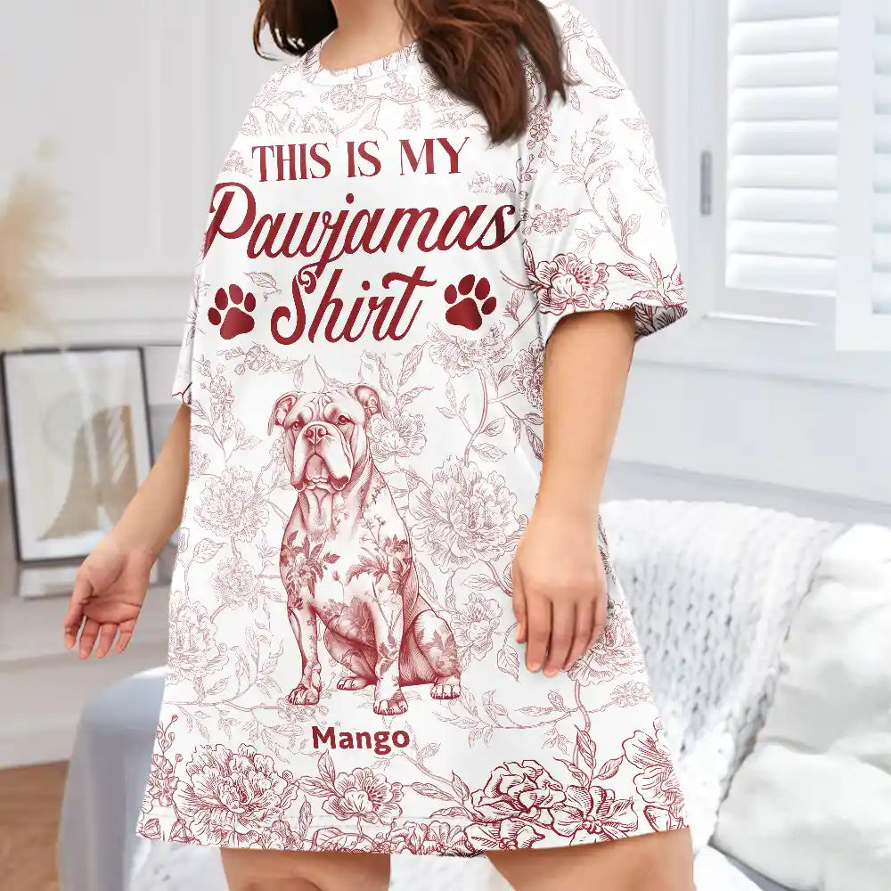 Pet Lovers,Pet Mom,Dog Lovers,Dog Mom,Happy - My Pawjamas Shirt Chinoiserie Toile Dog - Personalized Women's Sleep Tee