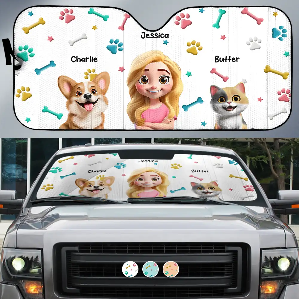Summer, Pet Lovers, Cat Lovers, Dog Lovers - My Pet and I Are On Our Way - Personalized Auto Sunshade