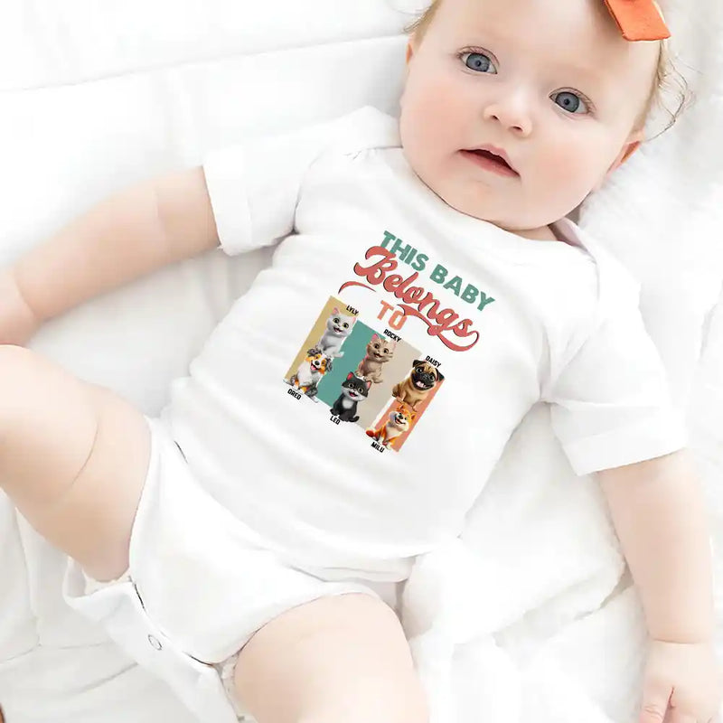 Pet Lovers, New baby, Funny - My Siblings Have Paws Dog Cat - Personalized Baby Onesie