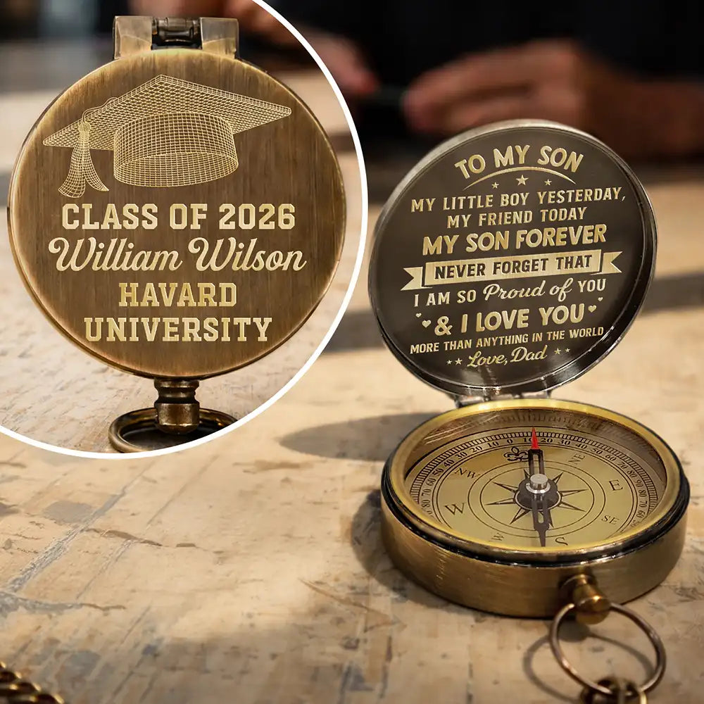 My Son Grandson Forever - Personalized Engraved Brass Compass