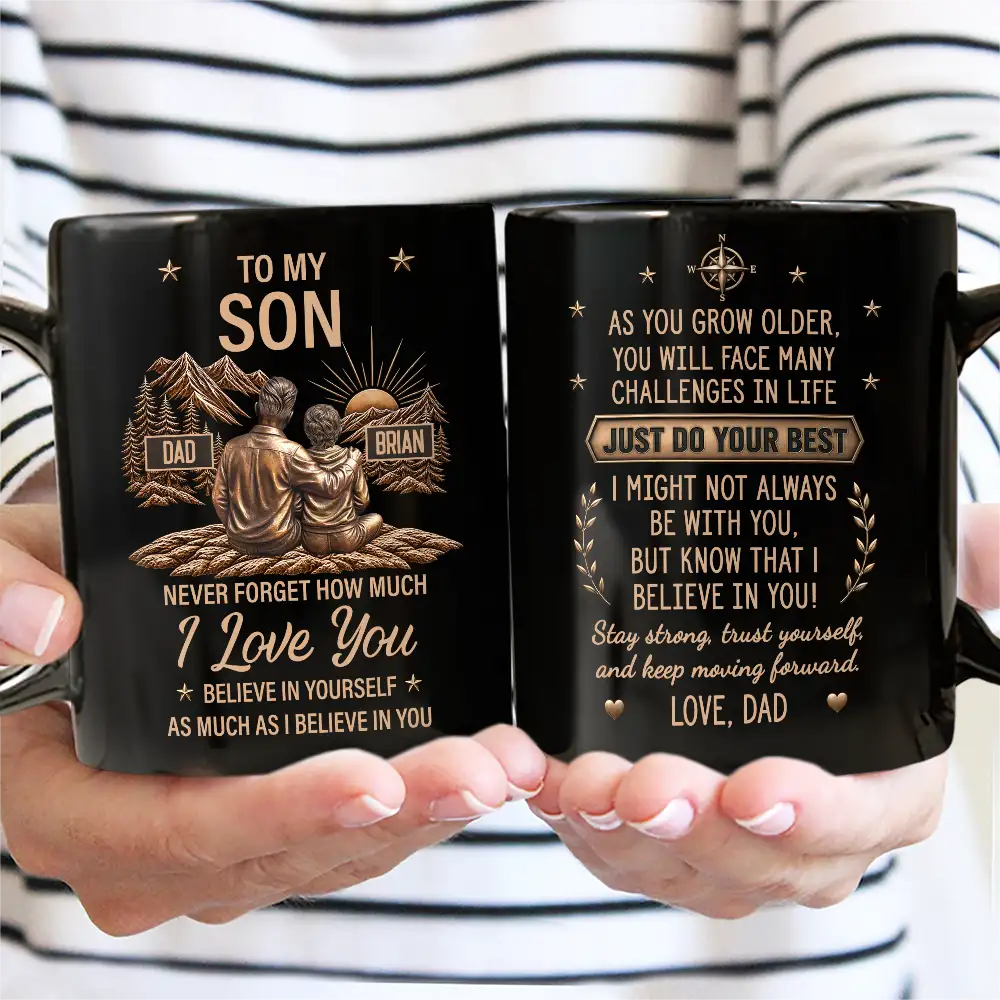 Gift For Son,Gift For Children,Inspirational,Vector - My Son Grandson Keep Moving Forward Just Do Your Best - Personalized Black Mug
