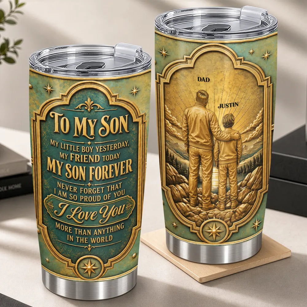 My Son My Daughter Forever Vintage Metal Effect - Personalized Tumbler