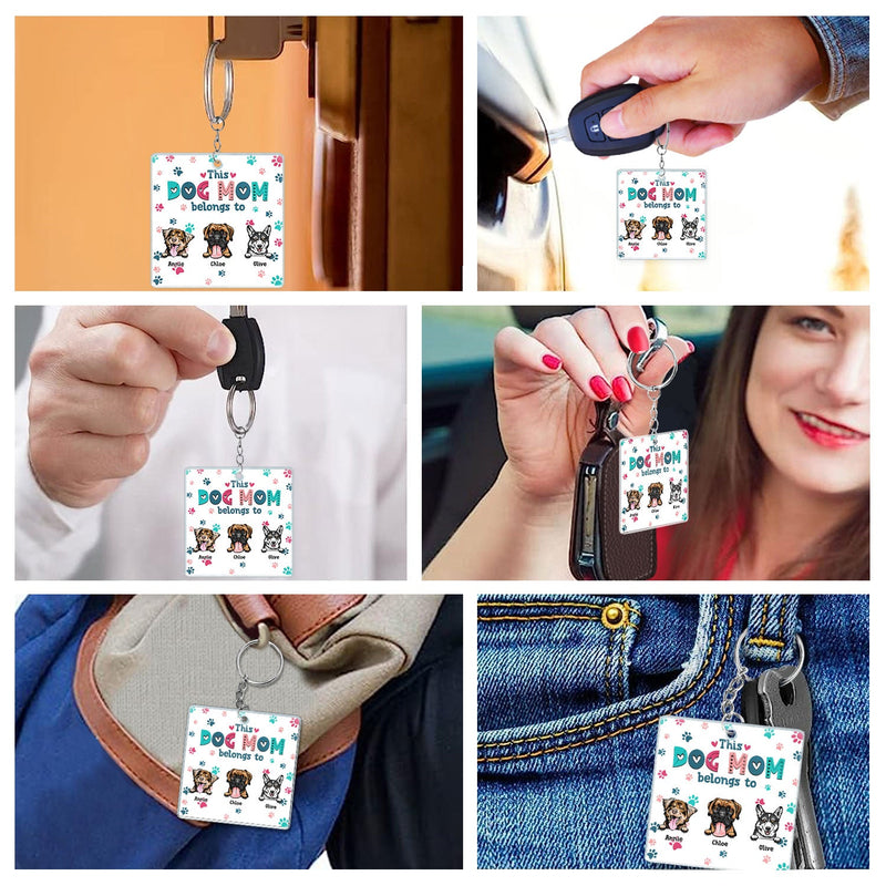 Dog Mom Dog Dad Cute Colorful Paw Prints - Birthday Gift For Pet Lovers - Personalized Custom Acrylic Keychain