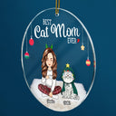 Best Cat Mom Ever Funny Cartoon Cats - Christmas Gift For Cat Lovers - Personalized Circle Acrylic Ornament