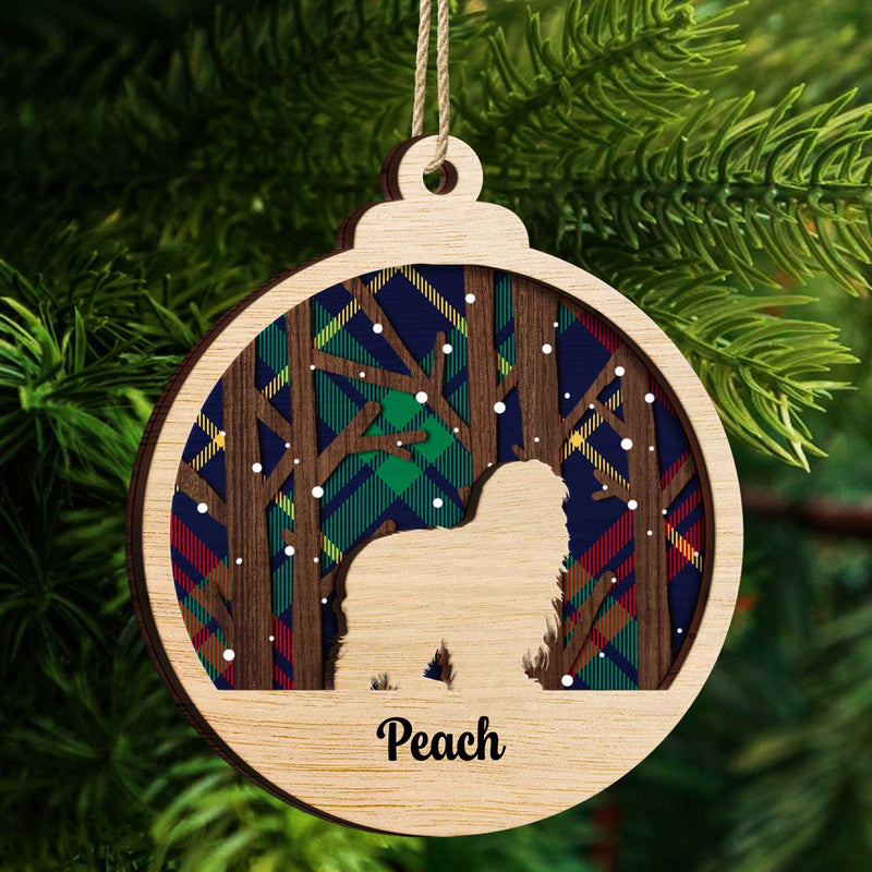 Snow Scene Plaid Wood Dog - Christmas Gift For Dog Lovers - Personalized 2-Layered Wooden Ornament