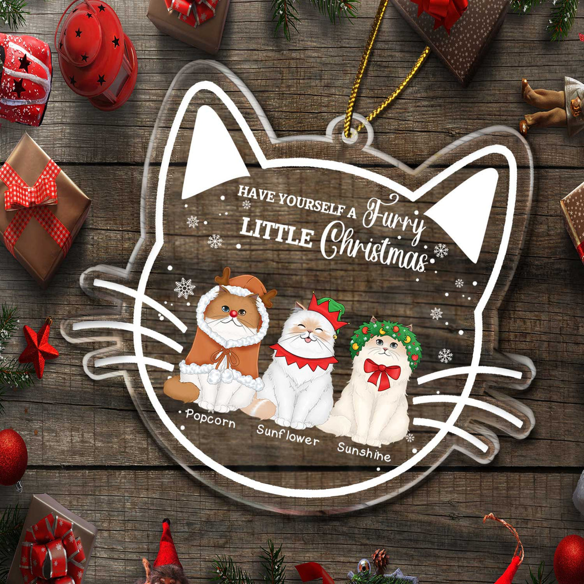 Meowy Christmas Happy Pawlidays - Christmas Gift For Cat Lovers - Personalized Custom Shaped Acrylic Ornament