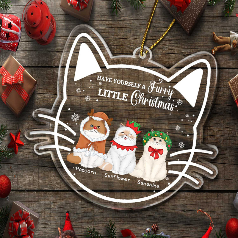 Meowy Christmas Happy Pawlidays - Christmas Gift For Cat Lovers - Personalized Custom Shaped Acrylic Ornament