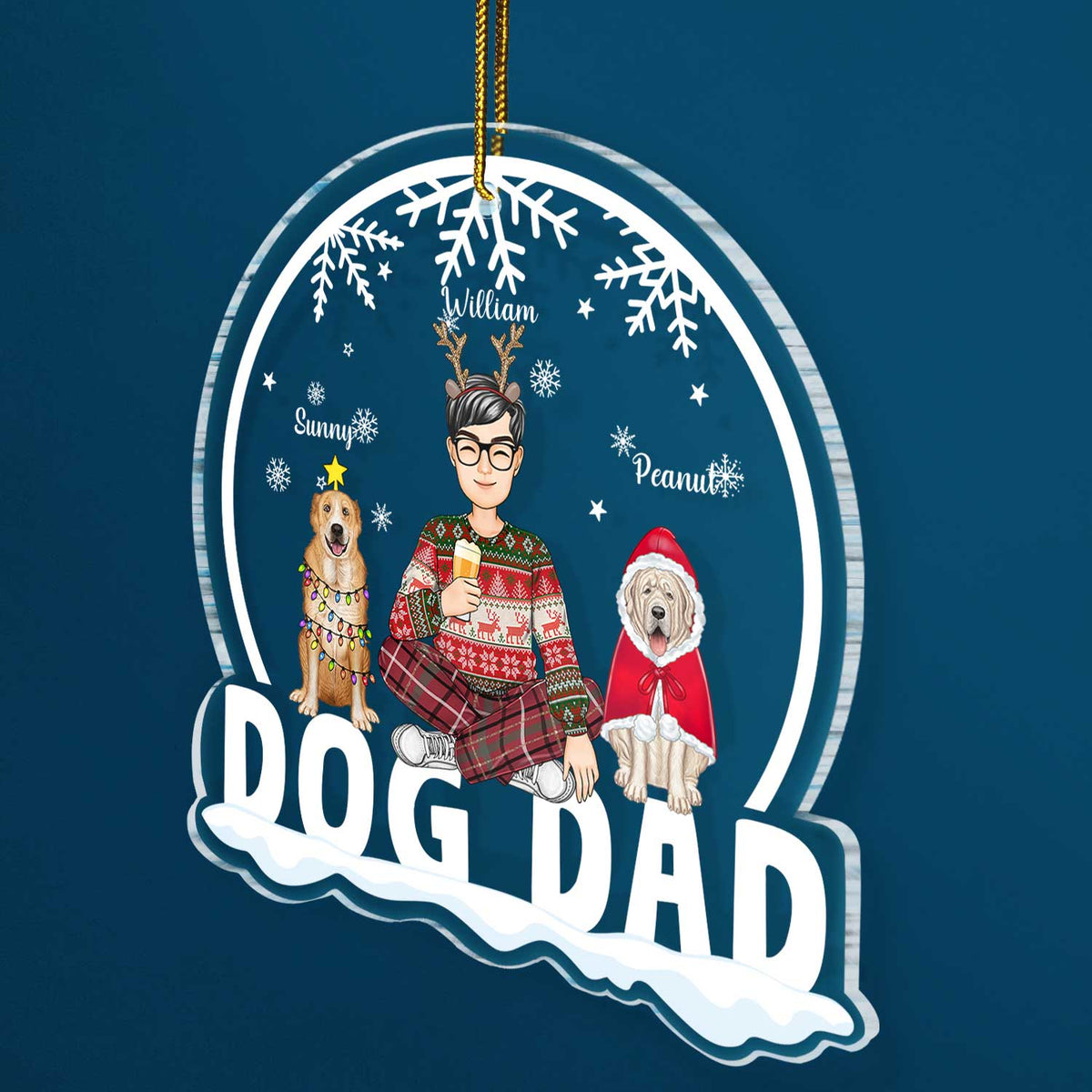 Dog Mom Dog Dad - Christmas Gift For Dog Lovers - Personalized Custom Shaped Acrylic Ornament