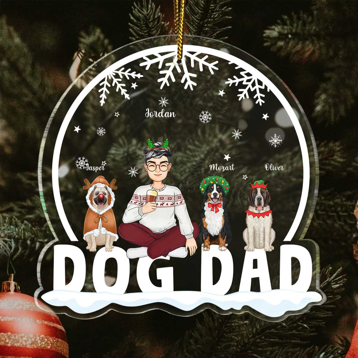 Dog Mom Dog Dad - Christmas Gift For Dog Lovers - Personalized Custom Shaped Acrylic Ornament