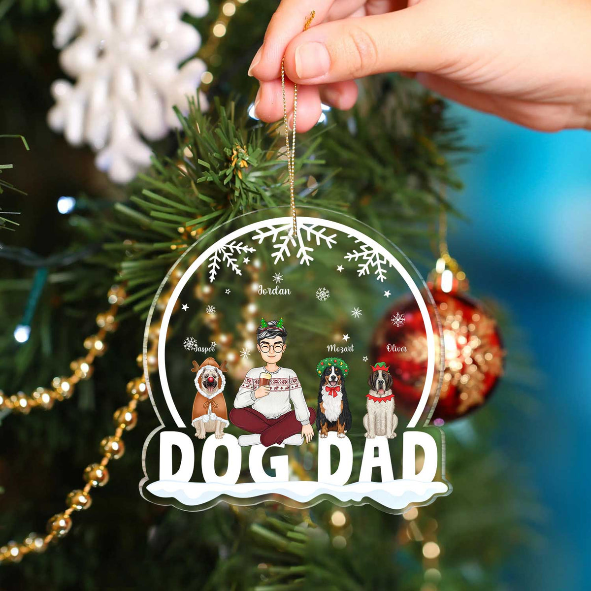 Dog Mom Dog Dad - Christmas Gift For Dog Lovers - Personalized Custom Shaped Acrylic Ornament