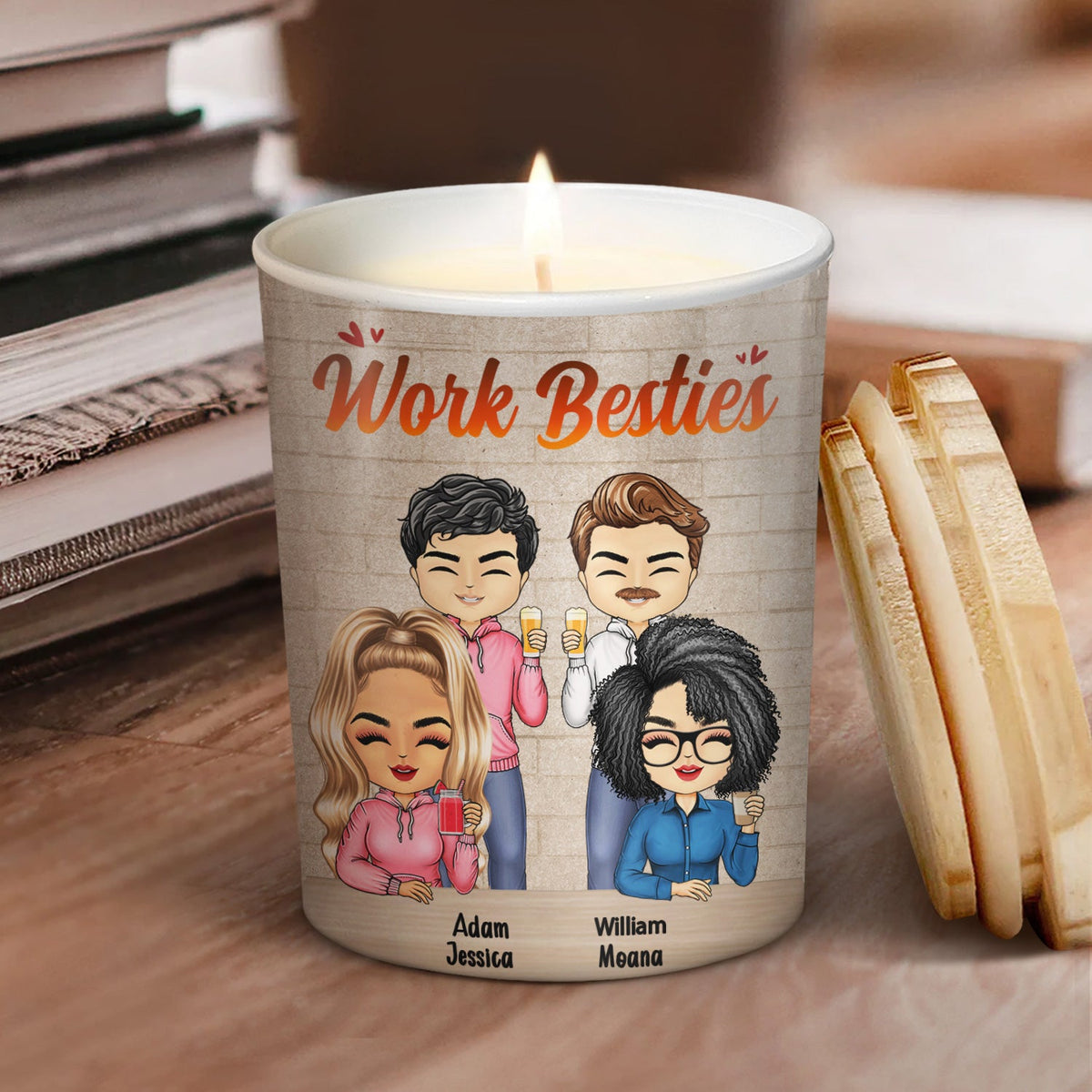 I'd Burn This Place Down If You Didn't Work Here - Gift For Colleagues, Besties, BFF Best Friends - Personalized Scented Candle With Wooden Lid