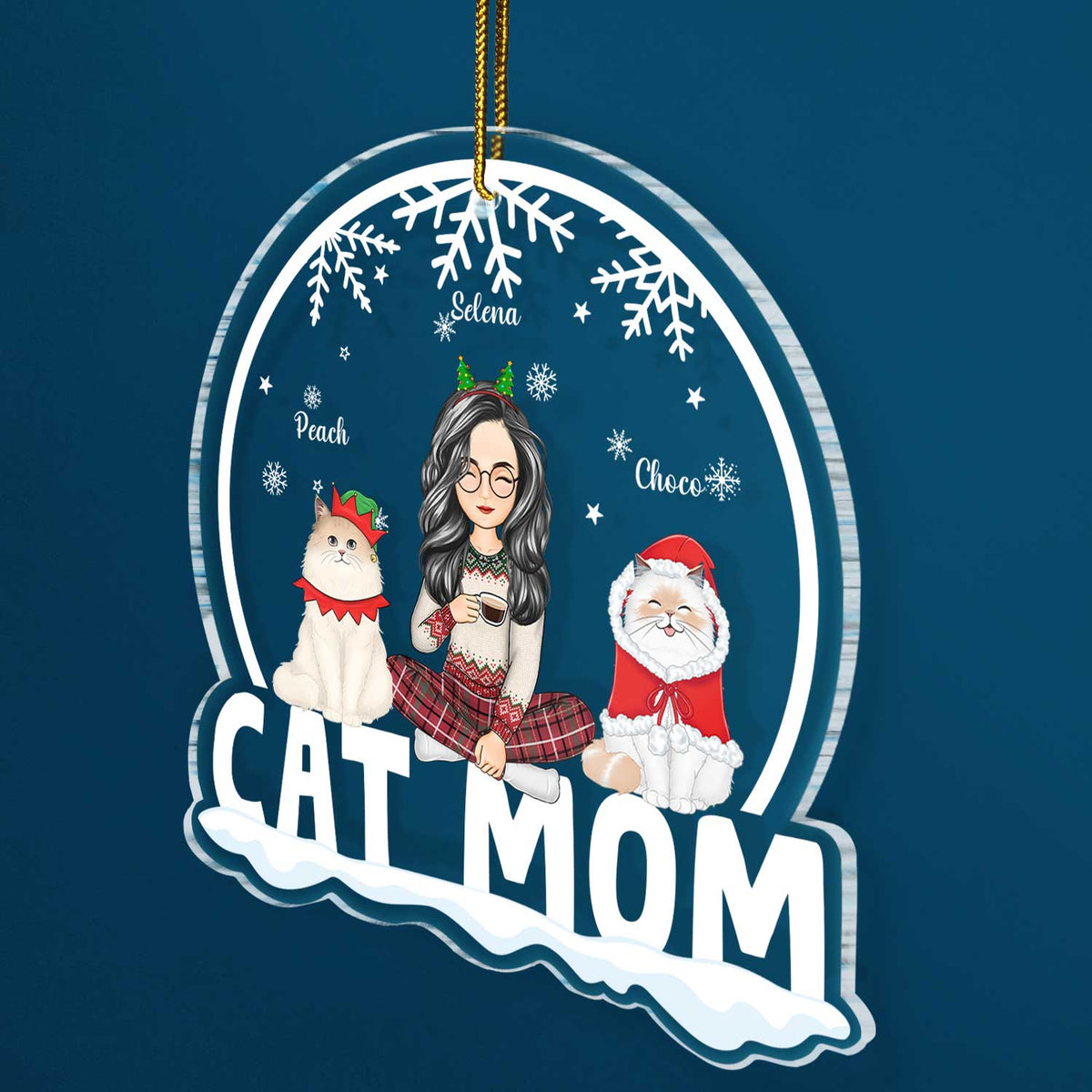 Cat Mom Cat Dad - Christmas Gift For Cat Lovers - Personalized Custom Shaped Acrylic Ornament