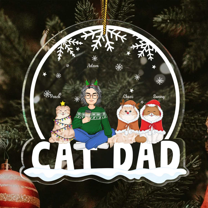 Cat Mom Cat Dad - Christmas Gift For Cat Lovers - Personalized Custom Shaped Acrylic Ornament