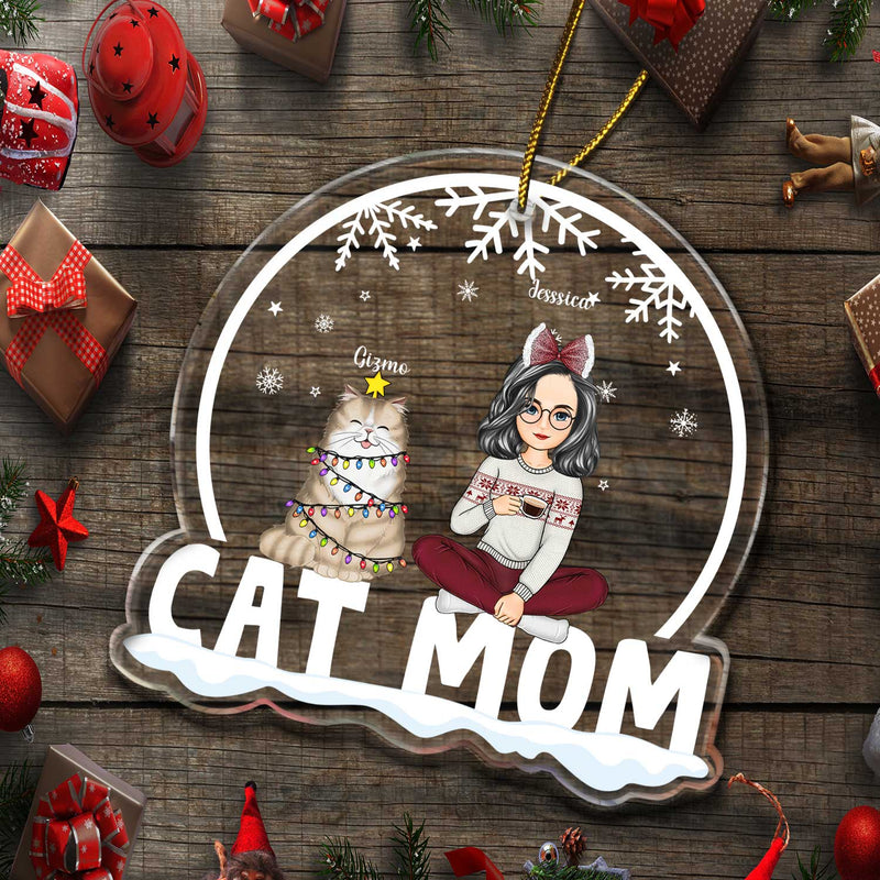 Cat Mom Cat Dad - Christmas Gift For Cat Lovers - Personalized Custom Shaped Acrylic Ornament