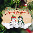 Meowy Fluffmas Funny Cartoon Cats - Christmas Gift For Cat Lovers - Personalized Medallion Wooden Ornament