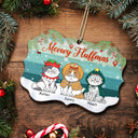 Meowy Fluffmas Funny Cartoon Cats - Christmas Gift For Cat Lovers - Personalized Medallion Wooden Ornament