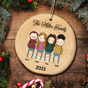 Simple Cartoon Whole Family Dad Mom Kid - Christmas Gift For Family - Personalized Wood Slice Ornament