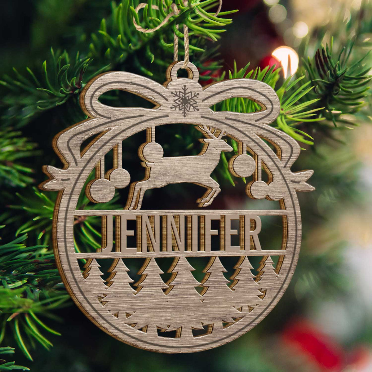 Custom Name Christmas Bauble - Gift For Family - Personalized Wooden Cutout Ornament