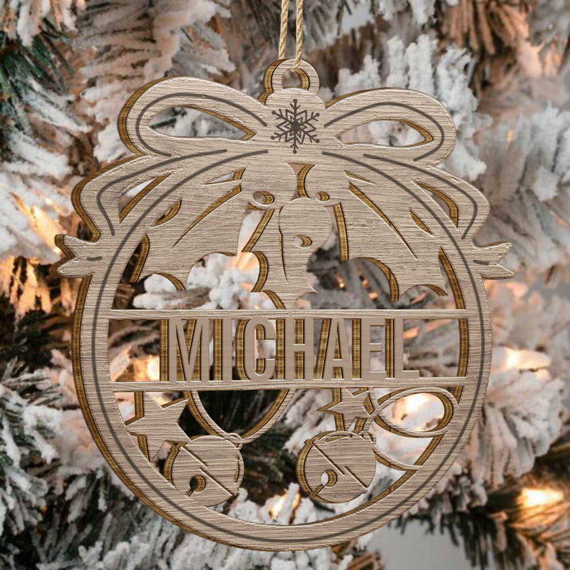 Custom Name Christmas Bauble - Gift For Family - Personalized Wooden Cutout Ornament