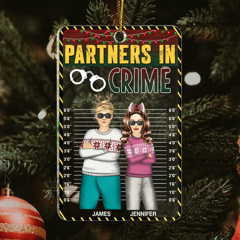 Partners In Crime BFF Best Friends - Christmas Gift For Besties, Siblings, Sisters, Brothers - Personalized Custom Shaped Acrylic Ornament